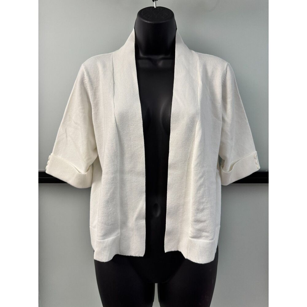 89th & Madison Open Front Cardigan Sweater in Ivory White Large